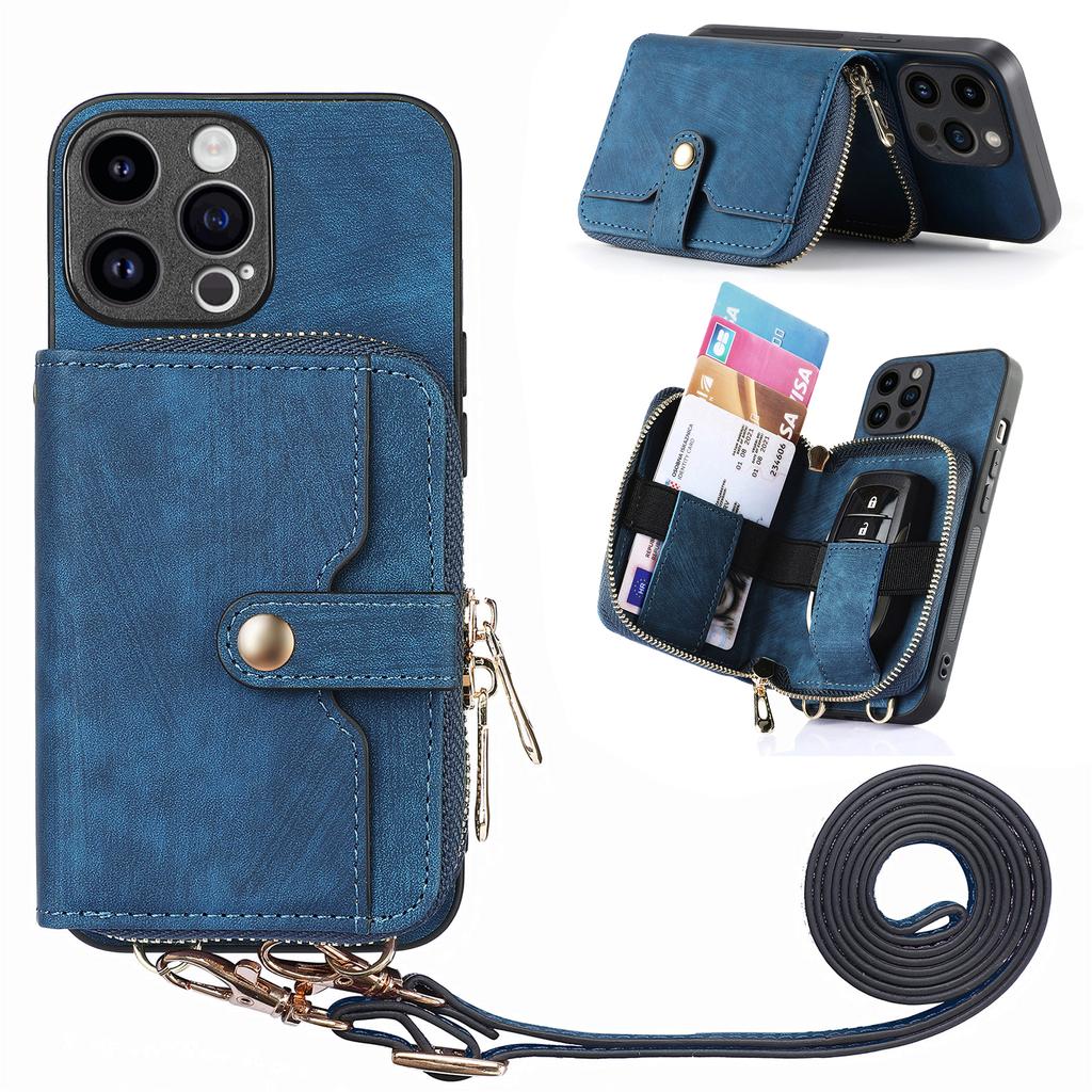 Crossbody Multifunctional Zipper Leather Purse Wallet Case for iPhone 15 14 Plus 13 12 11 Pro Max for Samsung S24 S23 S22 S21 S20 Ultra Plus A15 A25