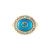 Gucci Двойной G Узор из переплетающихся G Модные украшения Смола Кристалл Металлическое кольцо Женские кольца Синий 753903-I9875-8519