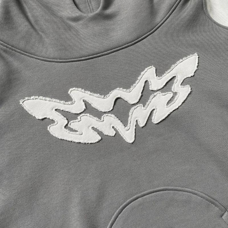 Y2K Harajuku модный дизайн нашивка ретро панк с капюшоном длинный рукав свободная уличная спортивная рубашка большого размера