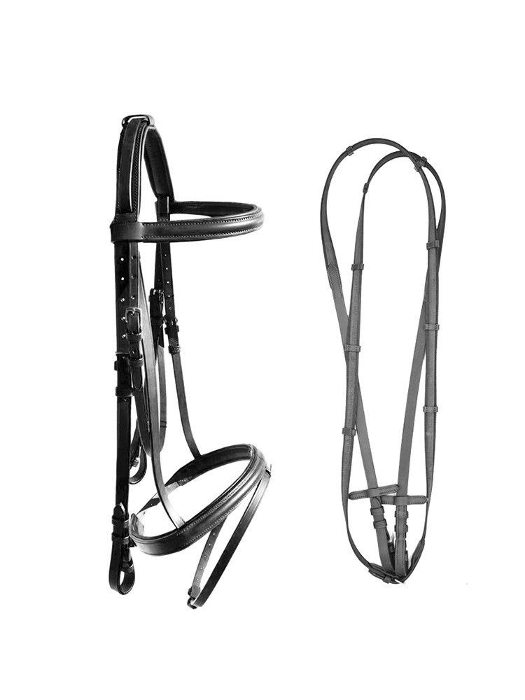 Набор кожаной уздечки для лошади с нескользящими поводьями - Кожаное снаряжение для верховой езды