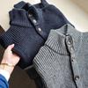 Толстый шерстяной мужской литературный повседневный вязаный кардиган-свитер пальто для зимы