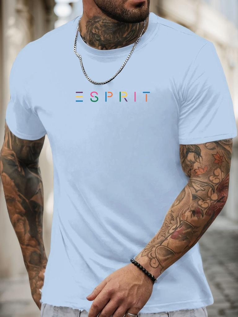 Short Sleeve TShirt ESPRIT Mens 100 Cotton Pattern Printed Shirt Summer Round Neck Breathable Casual Fashion Cool Tee