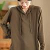 Yuanyuanmei Autumn Mickey Fleece Hoodie: Soft, Long Sleeve, Loose Fit, Slimming Pullover.