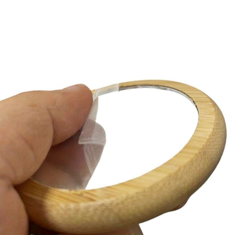 Bamboo and Wood Makeup Mirror Small Gift for Parties and Weddings, Wooden Round Mirror