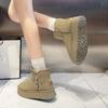 Модные женские ботинки 2024 года, новые однотонные ботинки на толстой подошве, популярные туфли для женщин, зимние плюшевые теплые короткие ботинки с круглым носком