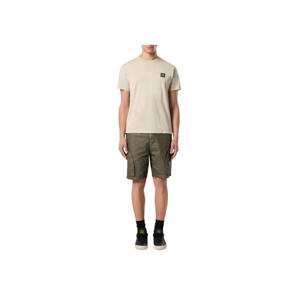 STONE ISLAND Футболка с логотипом, с коротким рукавом, с круглым вырезом, мужская, топы, бежевая K1S1521000-39S0013-V0095