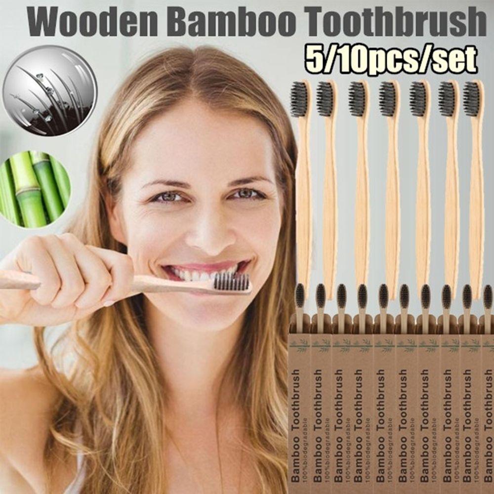 Взрослая радужная разноцветная зубная щетка для ухода за полостью рта из бамбука Экологичная мягкая волокнистая щетина