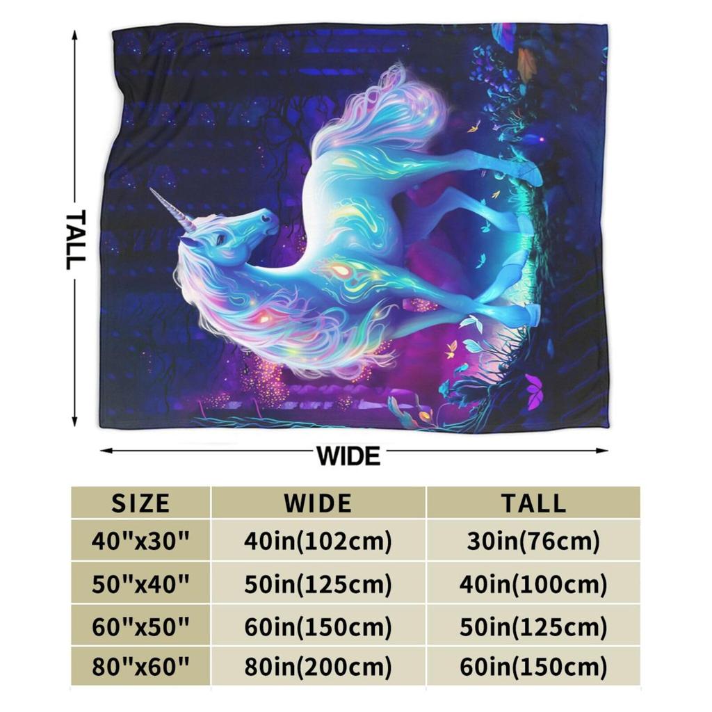 Unicorn Blanket: 50x60 Inches Soft Plush Fleece - Cozy Warmth Decorative Throw for Kids Girls Adults Sofa Bed Home Decor