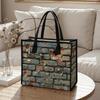 Trendy Brick Pattern Tote Bag Casual Large Capacity Daily Portable Shoulder Handbag