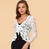 Lace Bolero for Women Tie Front Ruffle Hem Cardigan Long Sleeve Cover Up Jacket Formal Office Sheer Crop Shrug