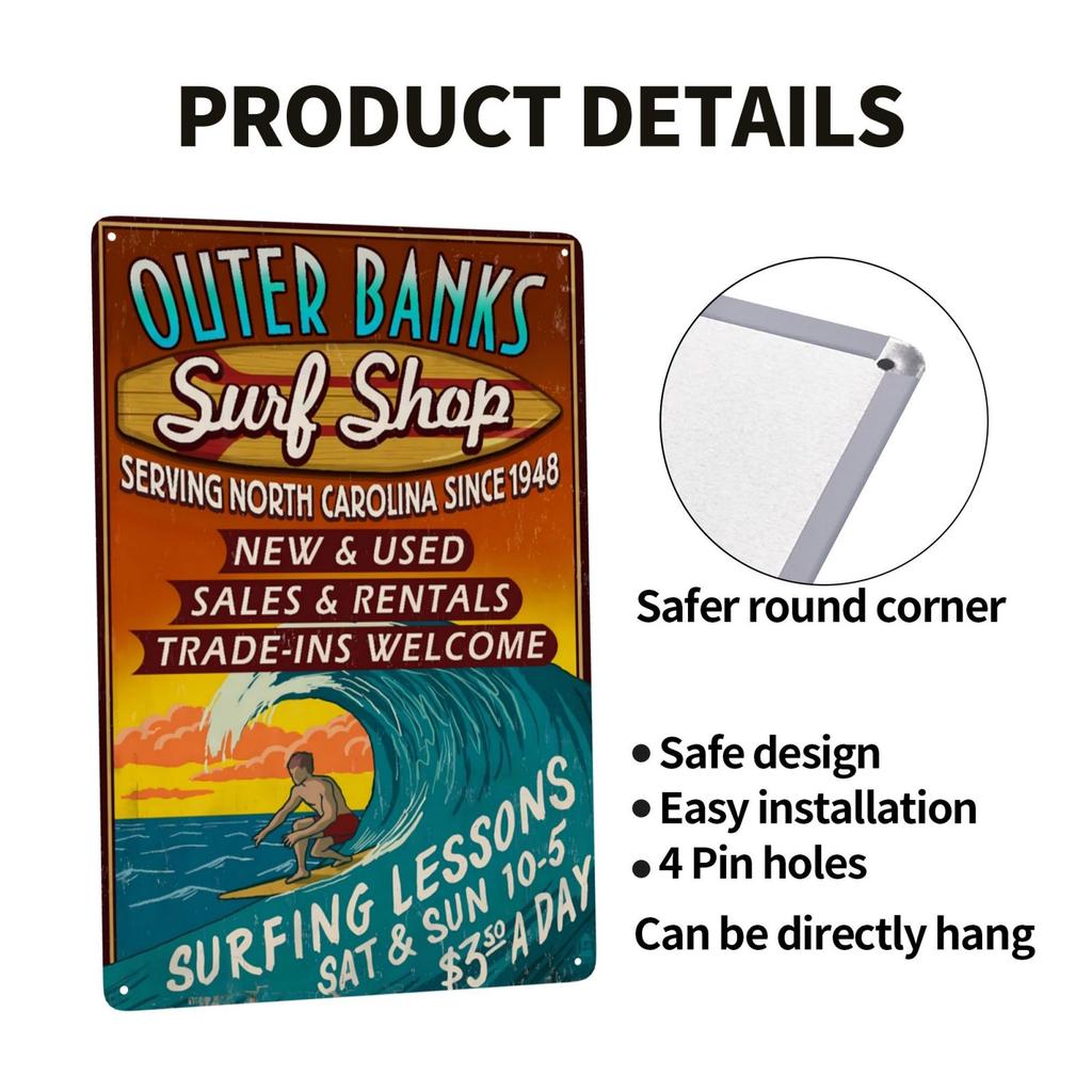 Vintage Surfing Lovers Metal Sign You Don'T Stop Surfing When You Get Old Surfing Sign Wall Decor for Bar Home 8x12 Inch