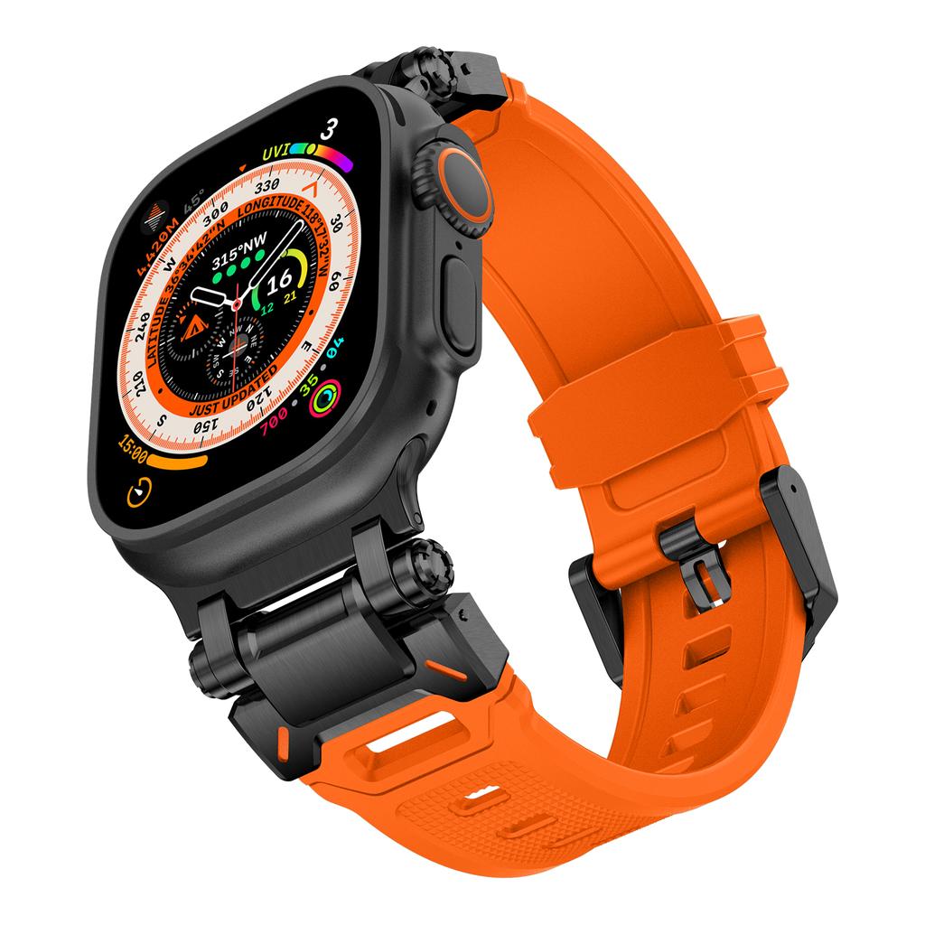 Strap For Apple Watch Ultra 2 Band 49mm 45mm 44mm 42mm 44 mm Rugged metal+Silicone Bracelet correa iWatch Series 9 6 5 4 7 8 SE