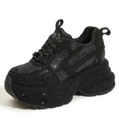 Высококачественная синтетическая платформа с сетчатым верхом 8 см, повседневные осенние массивные кроссовки из блестящей кожи, удобные весенние туфли высокого бренда