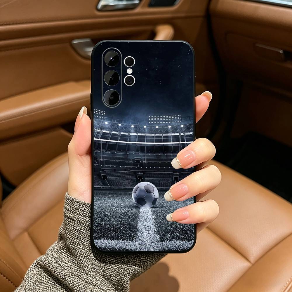 Чехол для телефона с рисунком футбольного мяча для Samsung S25, S24, S21, S22, Plus S23, S30, Ultra, S20, Fe, Lite, Черный Мягкий Силикон