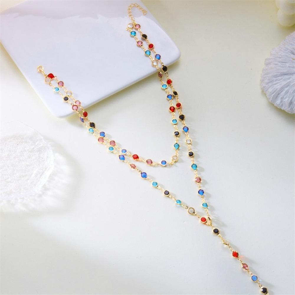Красочное хрустальное ожерелье-цепочка Винтажная цепочка на ключицу Модное Y-образное ожерелье Вечеринка Ювелирные изделия