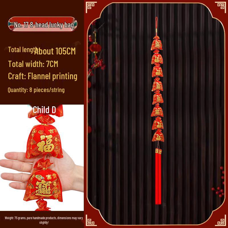 Новогодние украшения 2025 года - года Змеи: Подвески-мешочки с красным перцем чили «Фейерверк» на китайский Праздник весны
