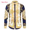 Luxury Royal Shirt Men Casual Slim Fit Long Sleeve Men Paisley Print Shirt Prom Party Shirt
