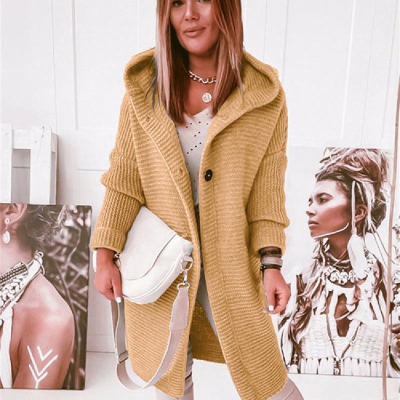 2024 Новый вязаный свитер с капюшоном и воротником-шляпой, стильный пригородный, свободный кардиган, женский свитер, женская одежда большого размера