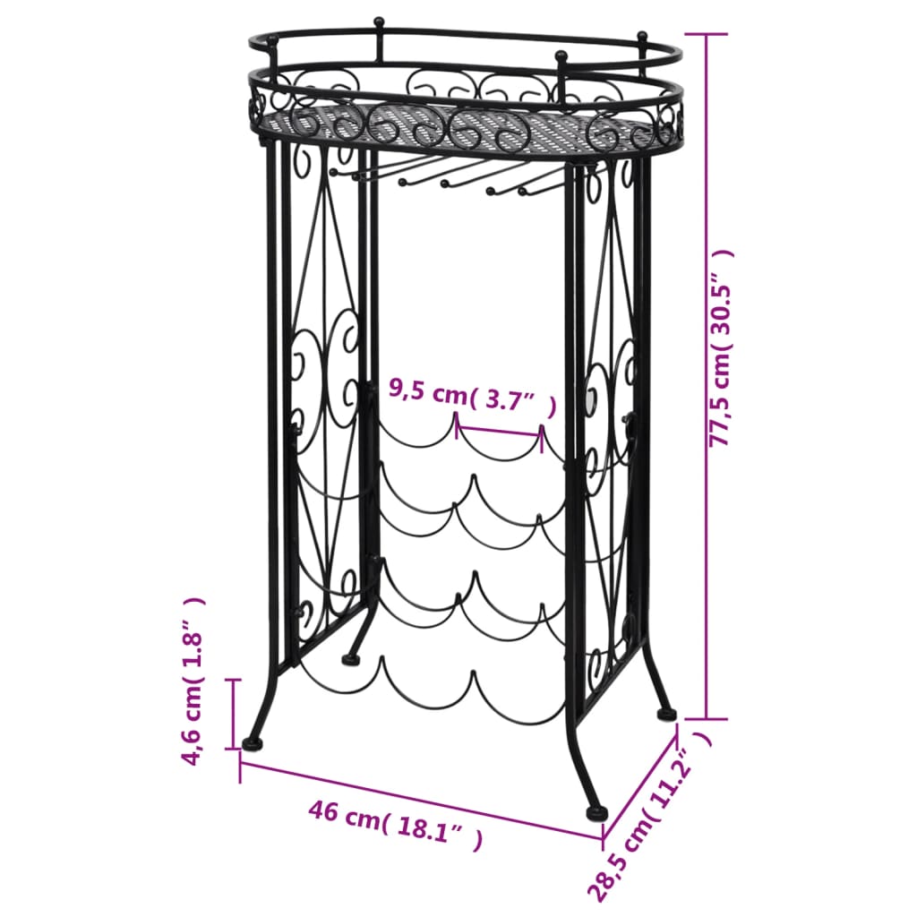 9 Bottle Wine Rack with Stemware Holder Metal