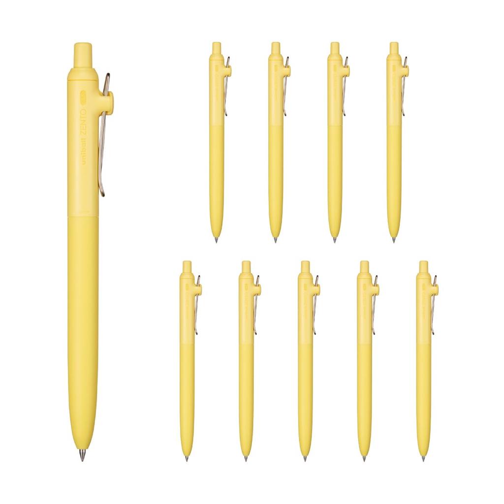 Mitsubishi Pencil Ручки шариковые Uniball ZENTO Standard Canary 0.5 на водной основе, набор 10 шт., UBNZSC05.27