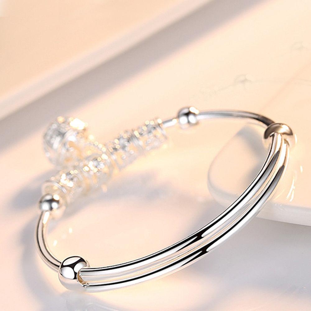 925 Sterling Silver Hollow Bells Ball Bangles Adjustable Bracelets for Women Fashion Holiday Gifts Party Wedding Jewelry