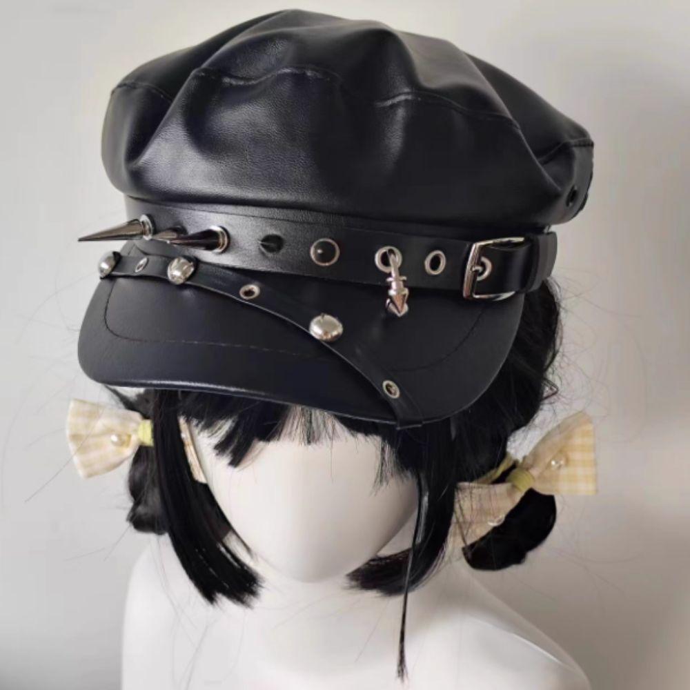 Dark Retro Gothic Spike Cap Lolita Cool Painter Hat Harajuku Rivet Punk Cap  Mens Women