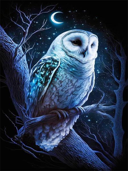 Коллекция картин Diy Diamond Painting 2024 года, вышитая мозаика «Сова, луна», фантазия животных, полный квадрат/круг, домашний декор