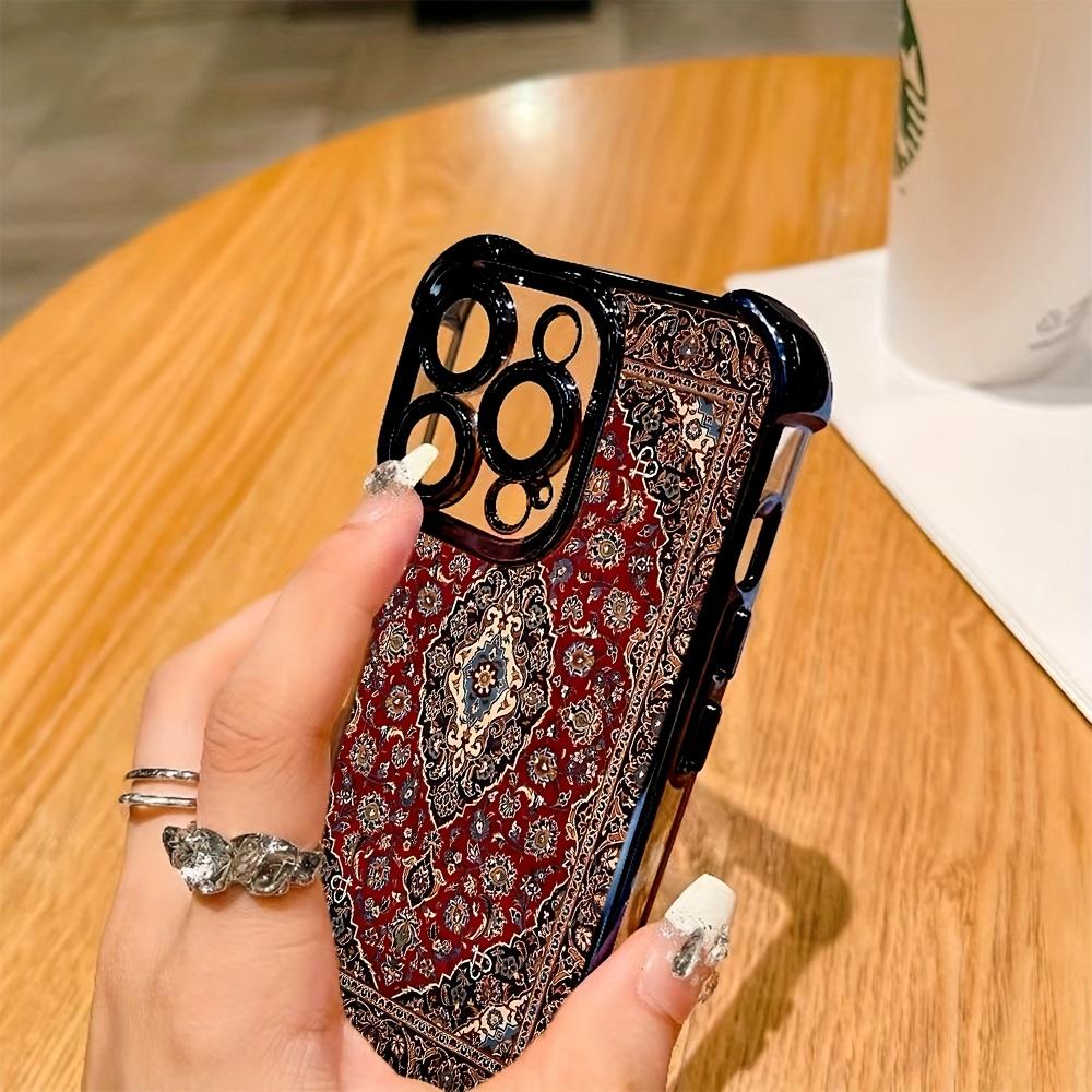 Чехол для телефона с цветочным узором в персидском стиле, подходит для iPhone 16 15 14 13 12 11 Pro/Max/Plus, защита от падения по углам