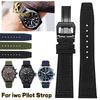 Нейлоновый холщовый ремешок для часов IWC PILOT Portugal Тканевый ремешок для часов 20 мм 21 мм 22 мм браслет черный армейский зеленый синий кожаный ремешок на запястье