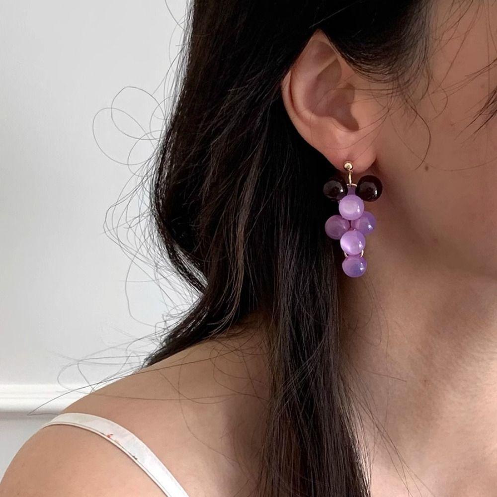 Bohemia Earrings Grape Earrings Korean Style Beads Earrings Funny Fruit Dangle Earring Gift