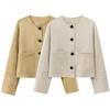 Fashion Style 2024 Autumn New Women's Clothing All-Matching Suede Texture Round Neck Long Sleeves Jacket Outwear 6318233