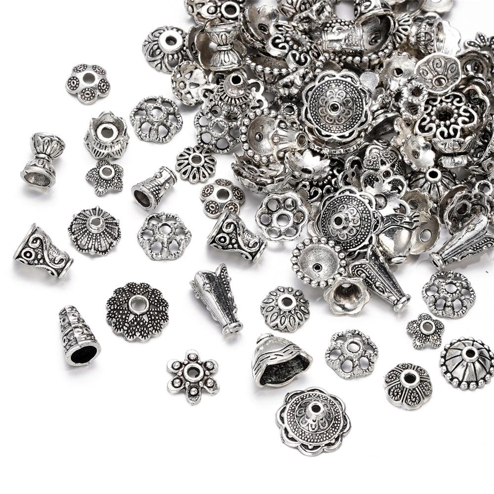 20g Flower Silver Plated Loose Tube Bead Spacer Beads For Jewelry Making Tube Charms DIY Bracelet Necklace Accessories