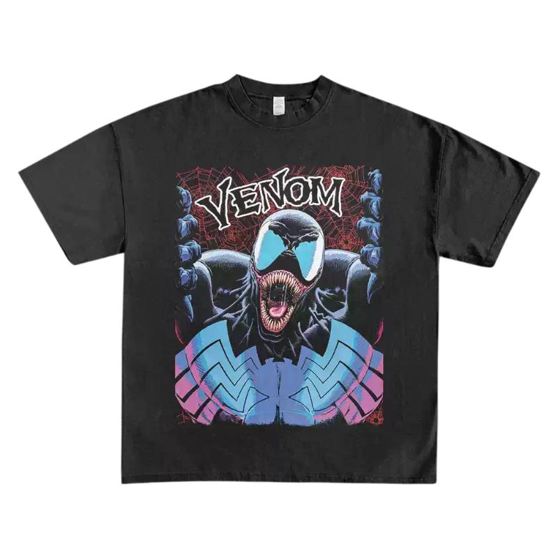 Venom Marvel Oversized Cotton TShirt Y2K Streetwear Retro Harajuku Punk Fashion Casual Short Sleeve Top for Men Women