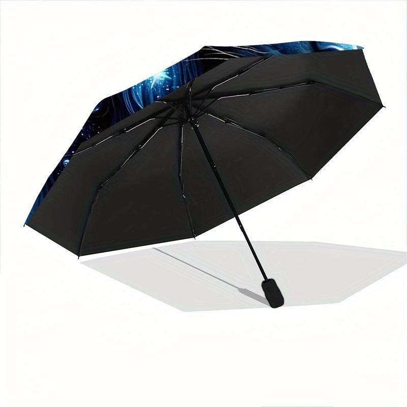 1pc Starry Sky Majesty Lion Pattern Automatic Umbrella is Fashionable and Good-Looking, Suitable for Travel and Daily UseN087