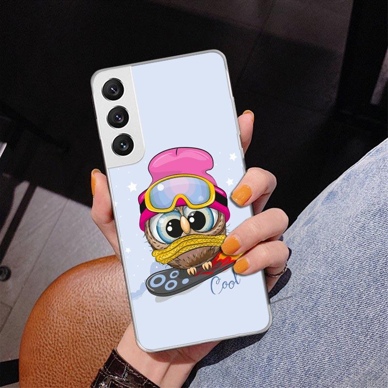 Милый чехол для телефона с совой и сердцами для влюбленных для Samsung Galaxy S26 S25 Edge S23 S24 Ultra S22 Plus S21 S20 FE Уникальная крышка Мягкий чехол Galax