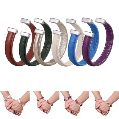 Шарм из натуральной кожи, парные украшения, открытый браслет-манжета, нержавеющая сталь, женские браслеты, мужской браслет