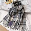 British Plaid 100 Cashmere Scarf Men's Winter Warmth Black and White Gray Business Scarf Men's