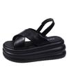 Fashion Women Leather Sandals 7CM Summer Shoes New 2024 High Platform Cross-strap Slides Fashion Casual Sandals Beach Chunky Slippers