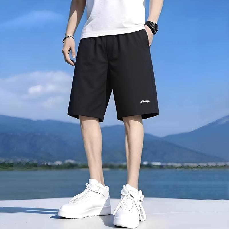 Li-Ning Повседневные универсальные мягкие удобные спортивные шорты Мужские шорты Черные AKSW685-1