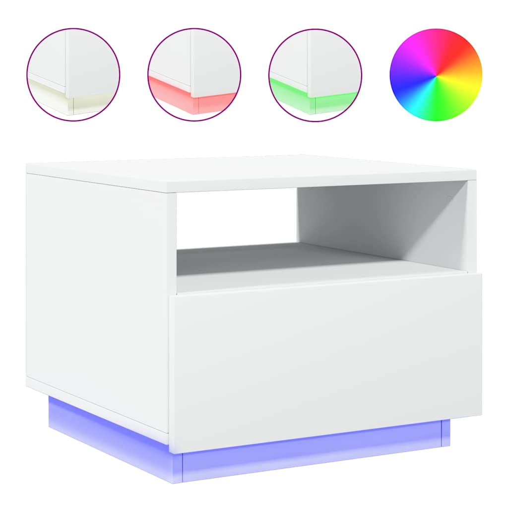 LED Coffee Table White 50 x 49 x 40 cm