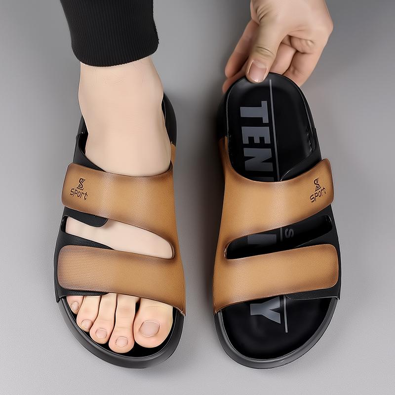Модные мужские уличные нескользящие сандалии из коровьей кожи с тиснением под крокодила, дышащие, новые, модные мужские шлепанцы на толстой подошве, удобные, повседневные