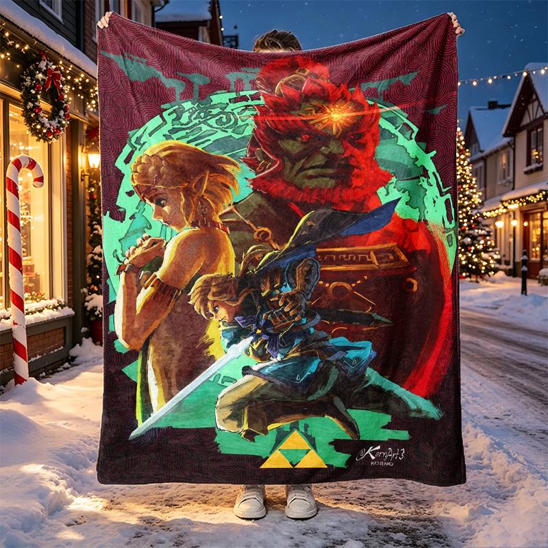 Video games Pattern Blanket for Home Decoration, Bed, Sofa, Car Travel, Camping, Suitable for All Seasons, Birthday Christmas Gift