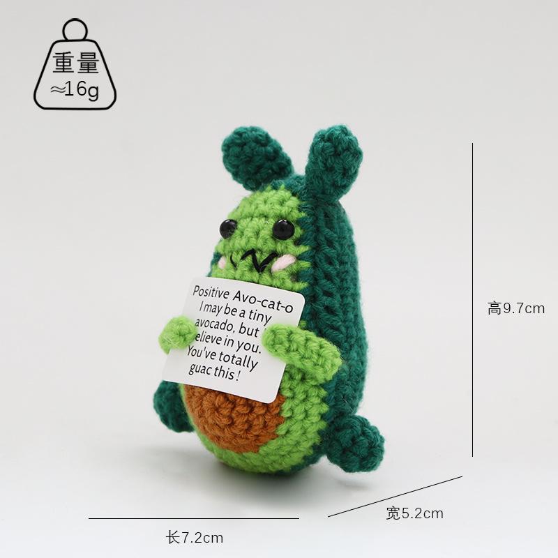 Funny Crochet Positive Inspirational Emotional Support Cat Doll Home Room Decoration Handmade Knitted Cat Desktop Ornament Gift