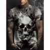 Fashion Men's T Shirt Vintage Skull Printed T-Shirt Harajuku Horror Short Sleeve Tee Tops Leisure O-Neck Men's Casual T-shirt