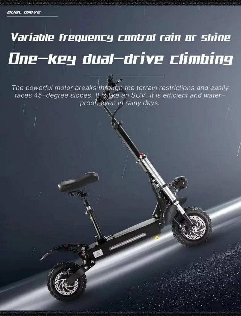 TOURSOR E5B Adult Electric Scooter 6000W Dual Motor 60V 40AH Off-road Tires Electric Scooter for City and Off-road Adventures