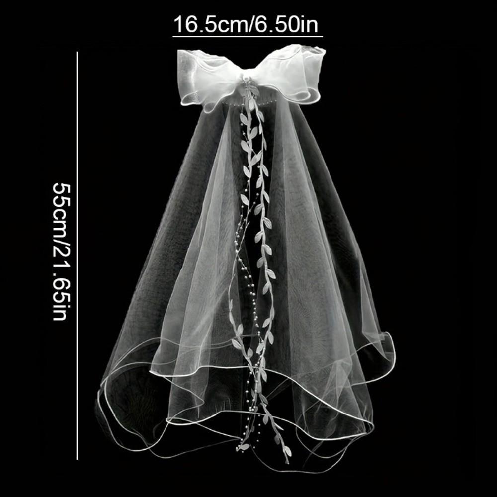 Polyester Bow Veil Hair Hoop Mesh Bridal Tulle Portable Girls Head Gauze  Birthday Headdress