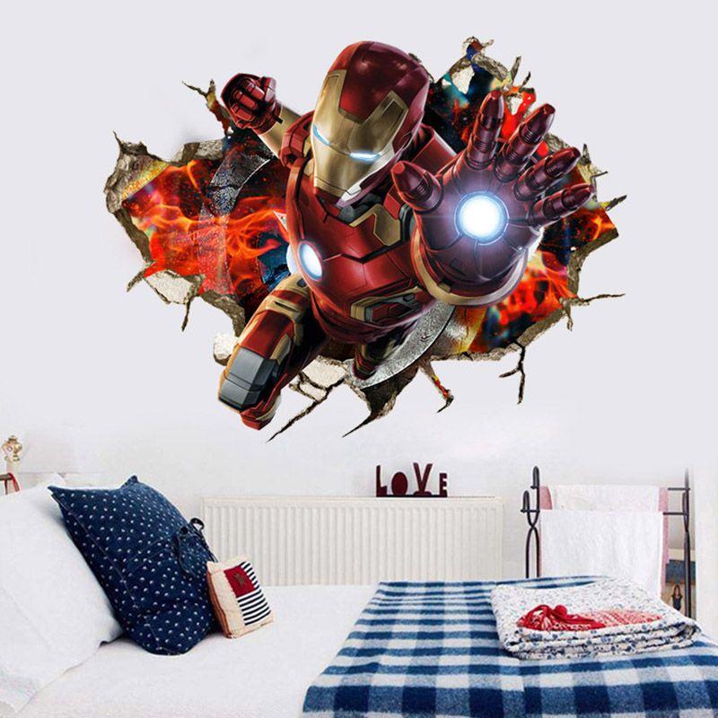 Colorful Avengers 3d Wall Decal For Kids Room Superhero Mural Removable Peel And Stick Wallpaper