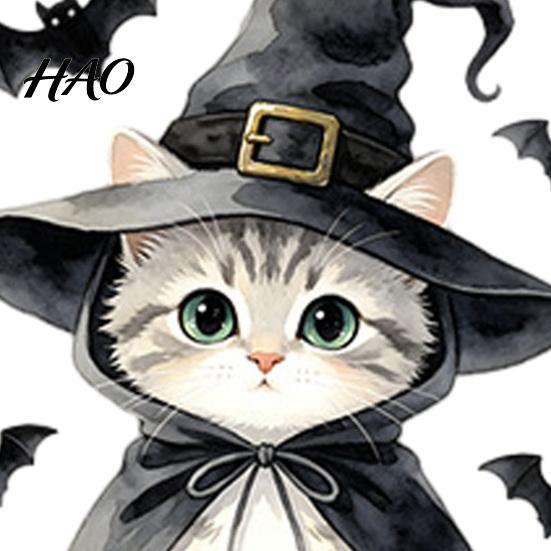 Halloween Switch Decals Wizard Cat & Bat Sticker, Self-Adhesive Light Decal, Versatile Adhesive Home Decor Removable Wall for Bedroom Living