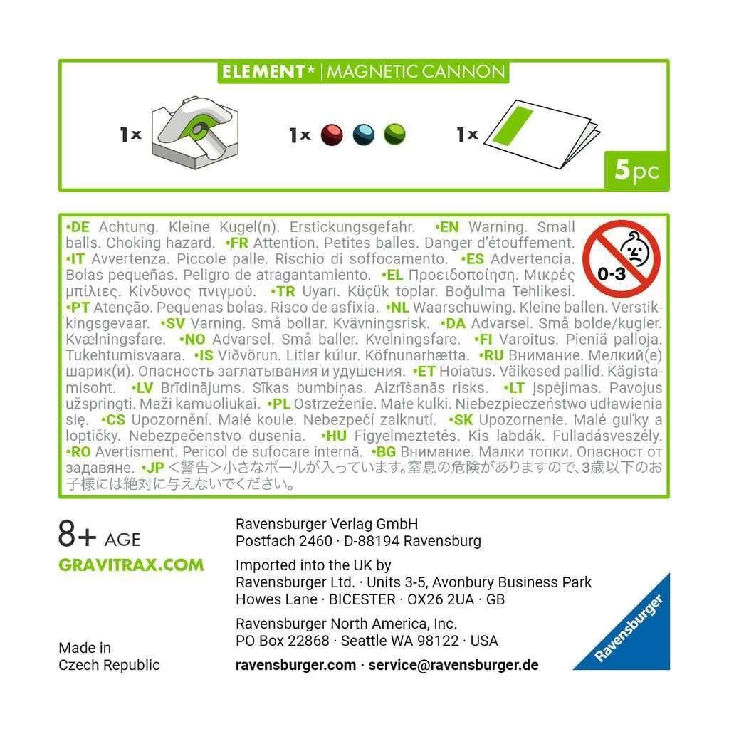 Ravensburger GraviTrax Магнитная пушка Расширение Конструктор 22413 5, Дорожка для шариков STEM-игрушка для детей от 8 лет