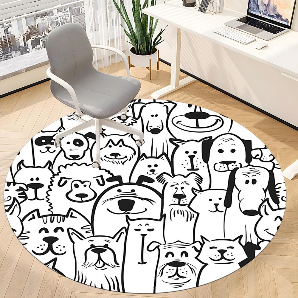 1pc Dog Prints Chair Carpet for Office Non Slip, Lightweight, Machine Washable Rug for Office Holiday Decor
